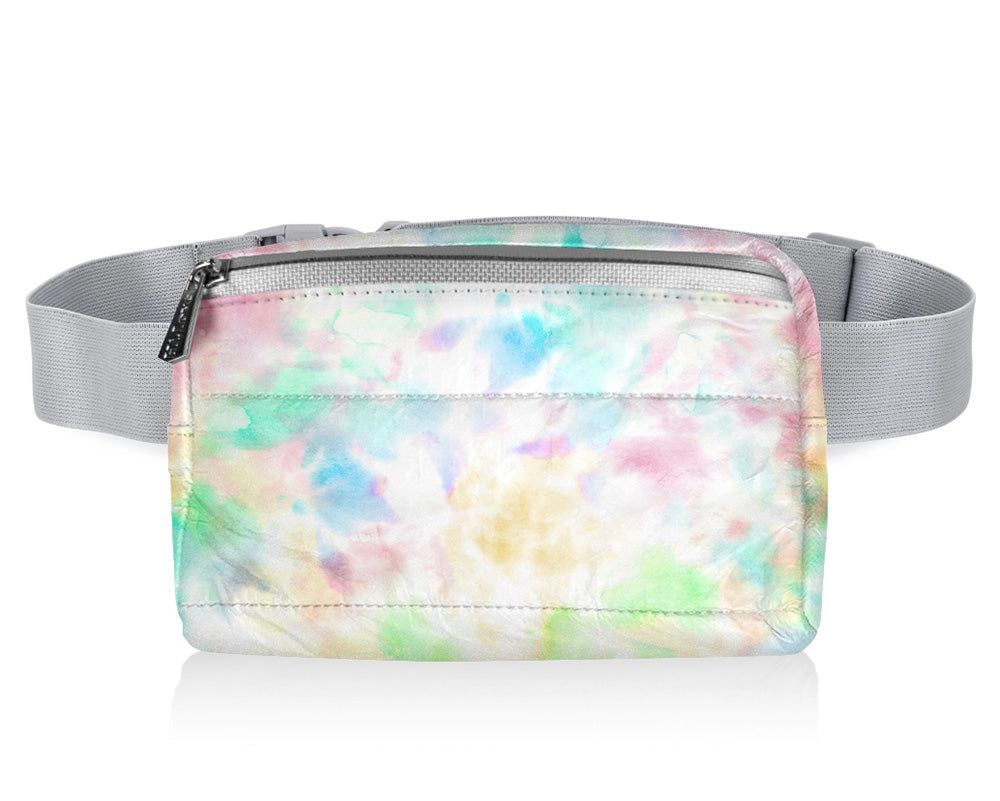 Watercolor Puffer Crossbody Fanny Pack Belt Bag on White Background