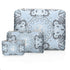 Set of three bags with a blue and white bandana pattern on a white background