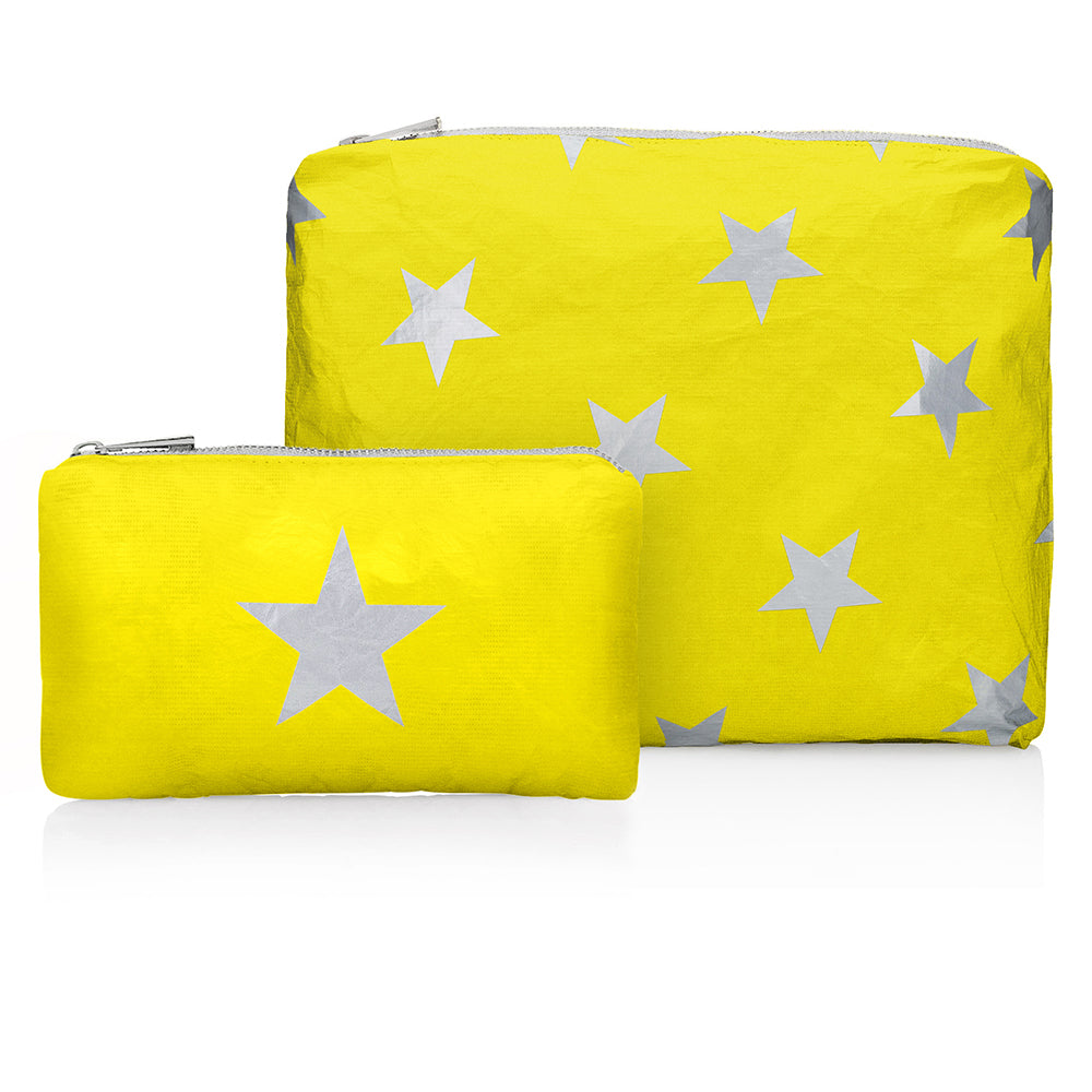 Lemon Yellow Set of Two with Multi-Silver Stars