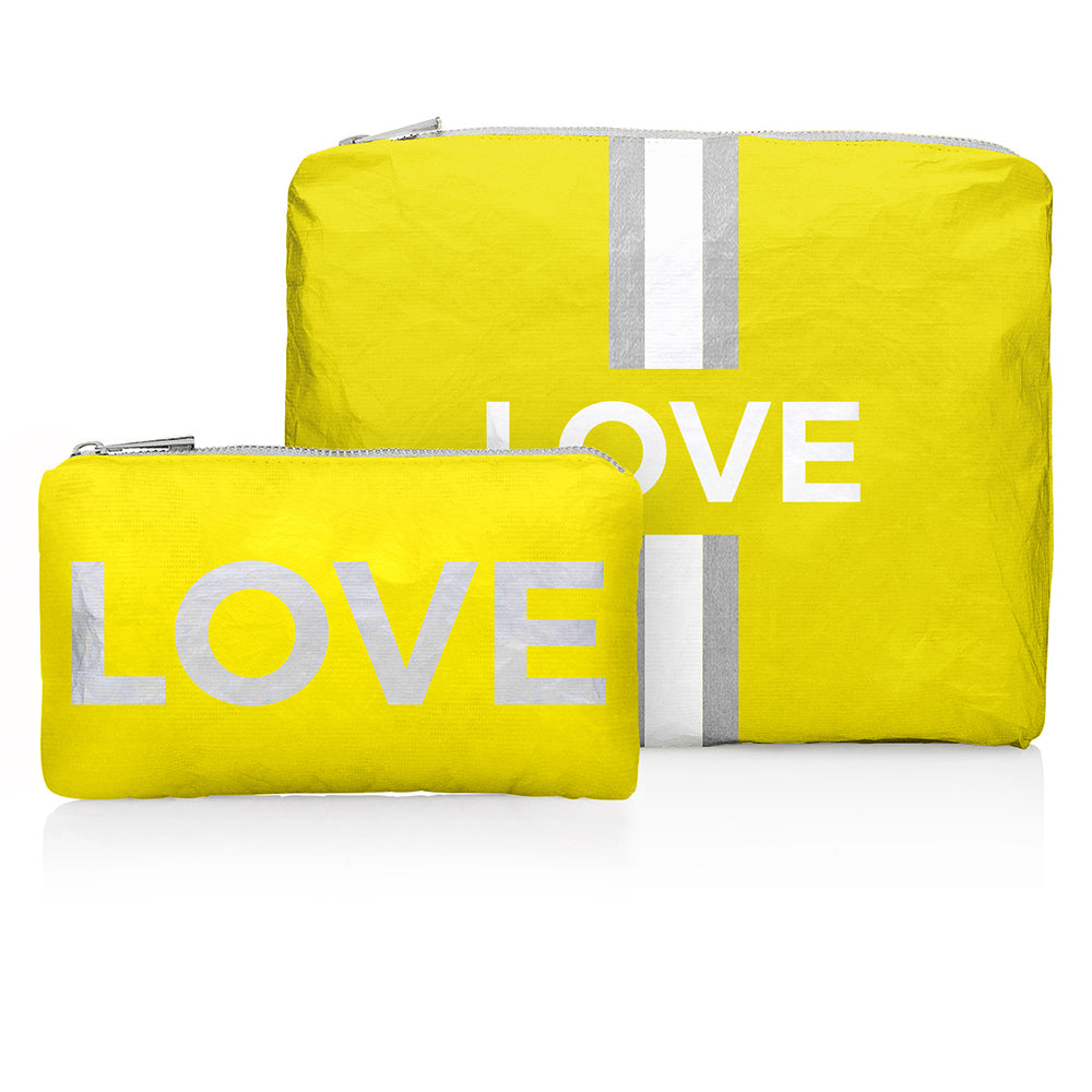 Lemon Yellow Set of 2 Packs with White/Silver Stripe LOVE