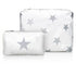 Set of Two Shimmer White with Multi Silver Stars on White Background