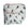 A white reusable bag with a black ski and snowboarder silhouette pattern and red zipper accents, shown against a plain white background.