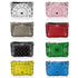 Collection of various bandana patterned coin purses on a white background