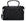 A black duffel bag with a top handle and adjustable shoulder strap, featuring textured "Hi" print pattern trim along the shoulder strap, handles and front panel, shown on a white background.