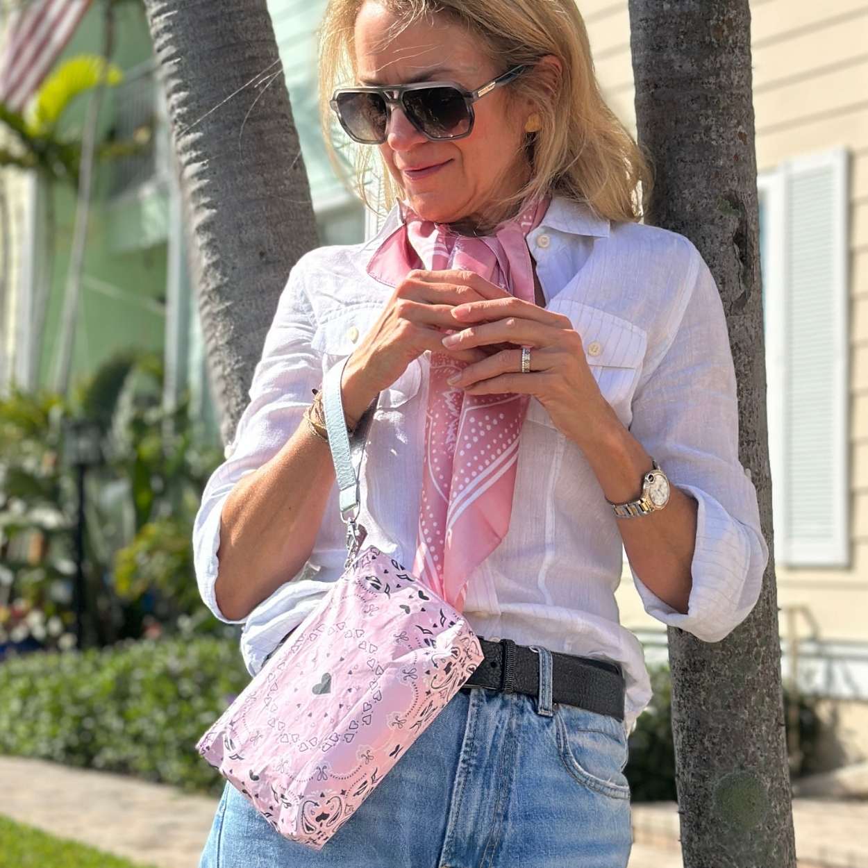 Zip Wristlet - Baby Pink Bandana Print – Hi Love