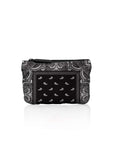 Black and white bandana patterned pouch on a white background