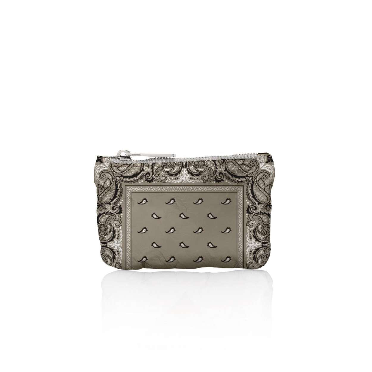 Shimmer beige bandana patterned pouch  on a white background