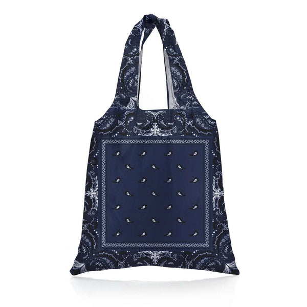 Carryall Tote Bag - Navy Blue Bandana Print – Hi Love