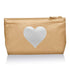 Cosmetic Zipper Pouch Gold with Silver Heart on white background