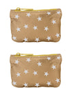 Set of two gift card holder packs in gold with myriad white stars