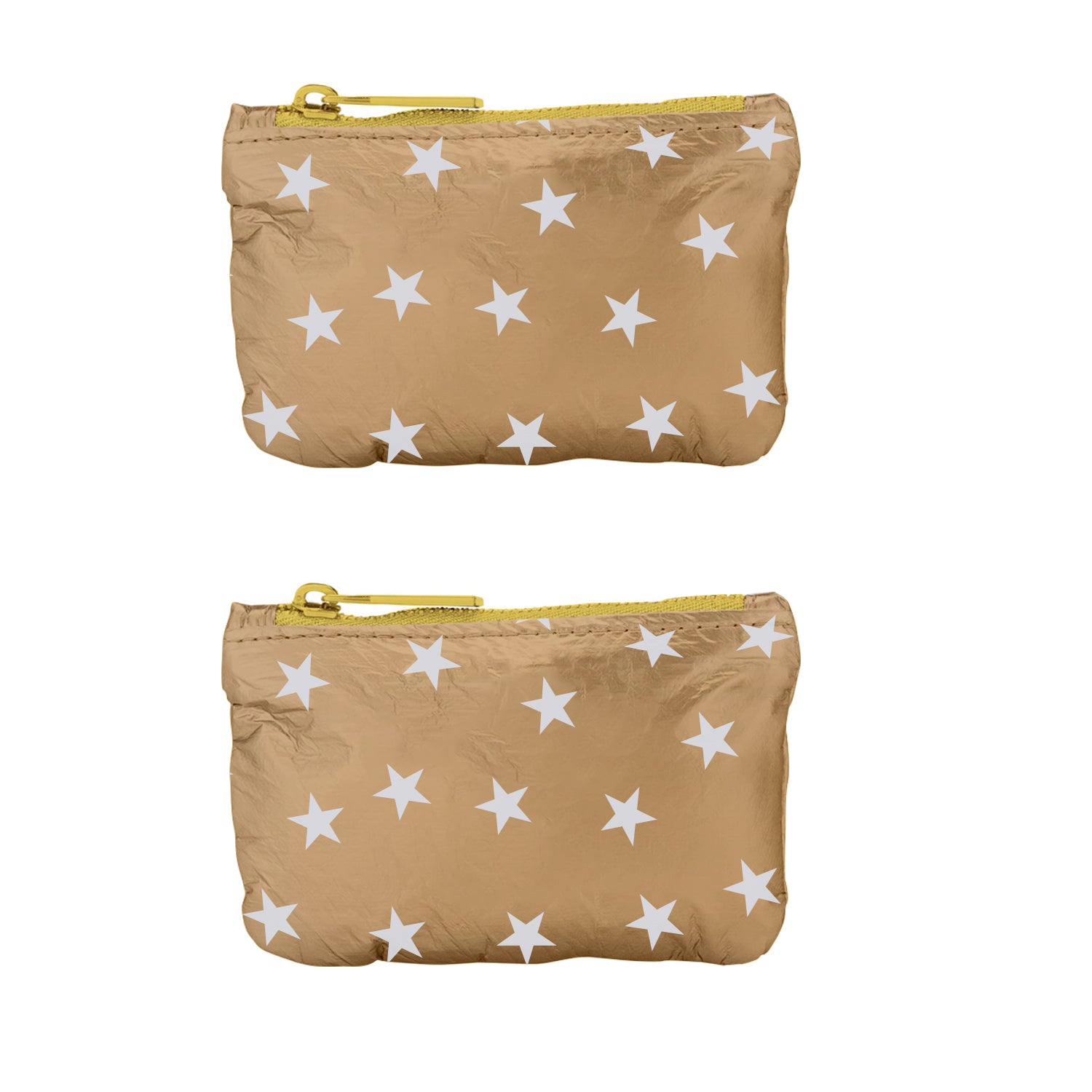 Set of two gift card holder packs in gold with myriad white stars