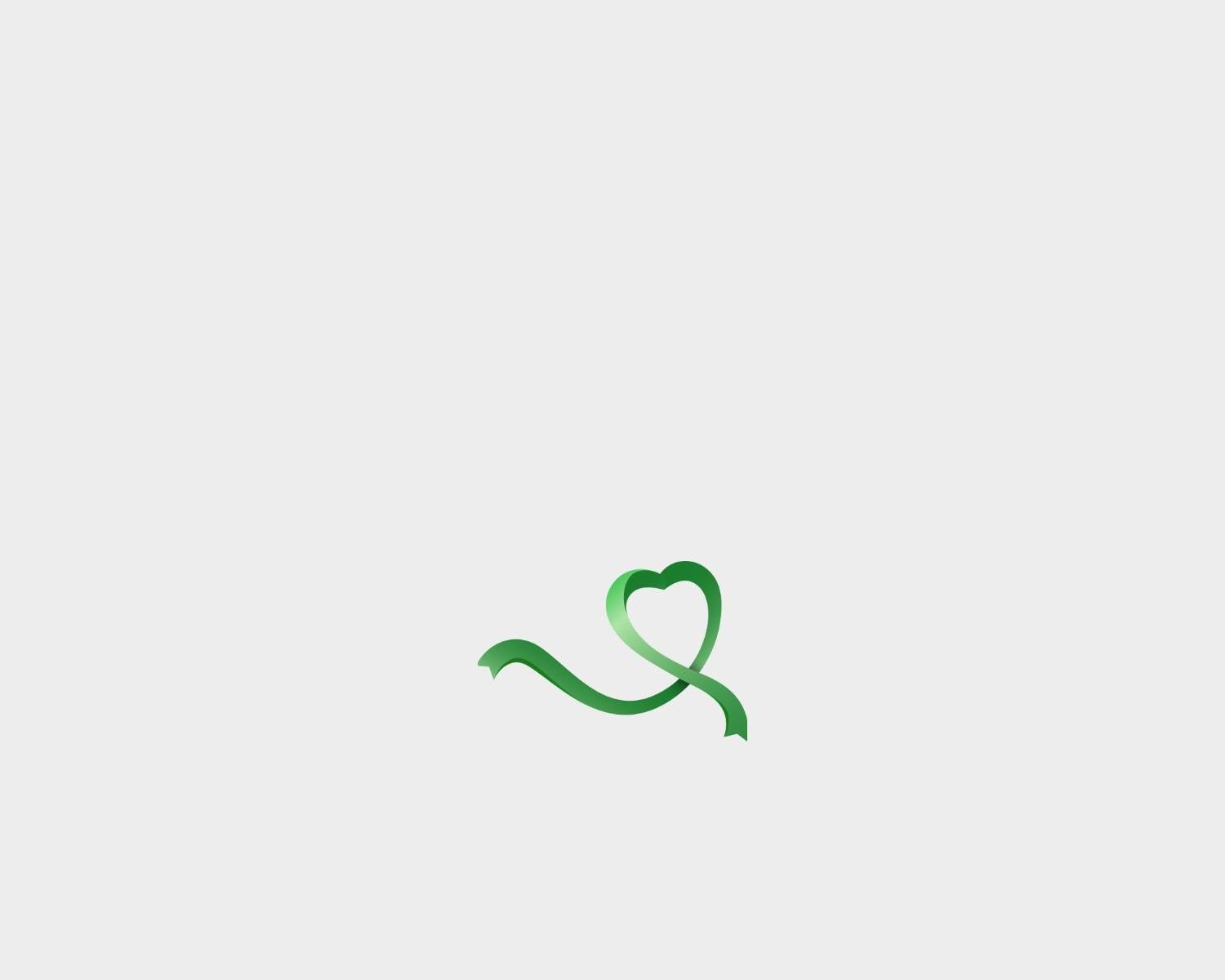Green heart-shaped ribbon for mental health on a white background