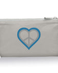 Cosmetic Zipper Pouch in Earth Gray Sky Blue Peace & Love