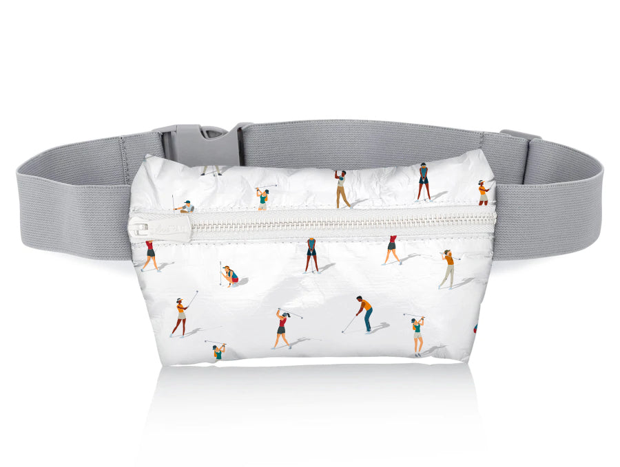 Layflat Fanny Pack Belt Bag with Golfers on the Green MAX on White Background