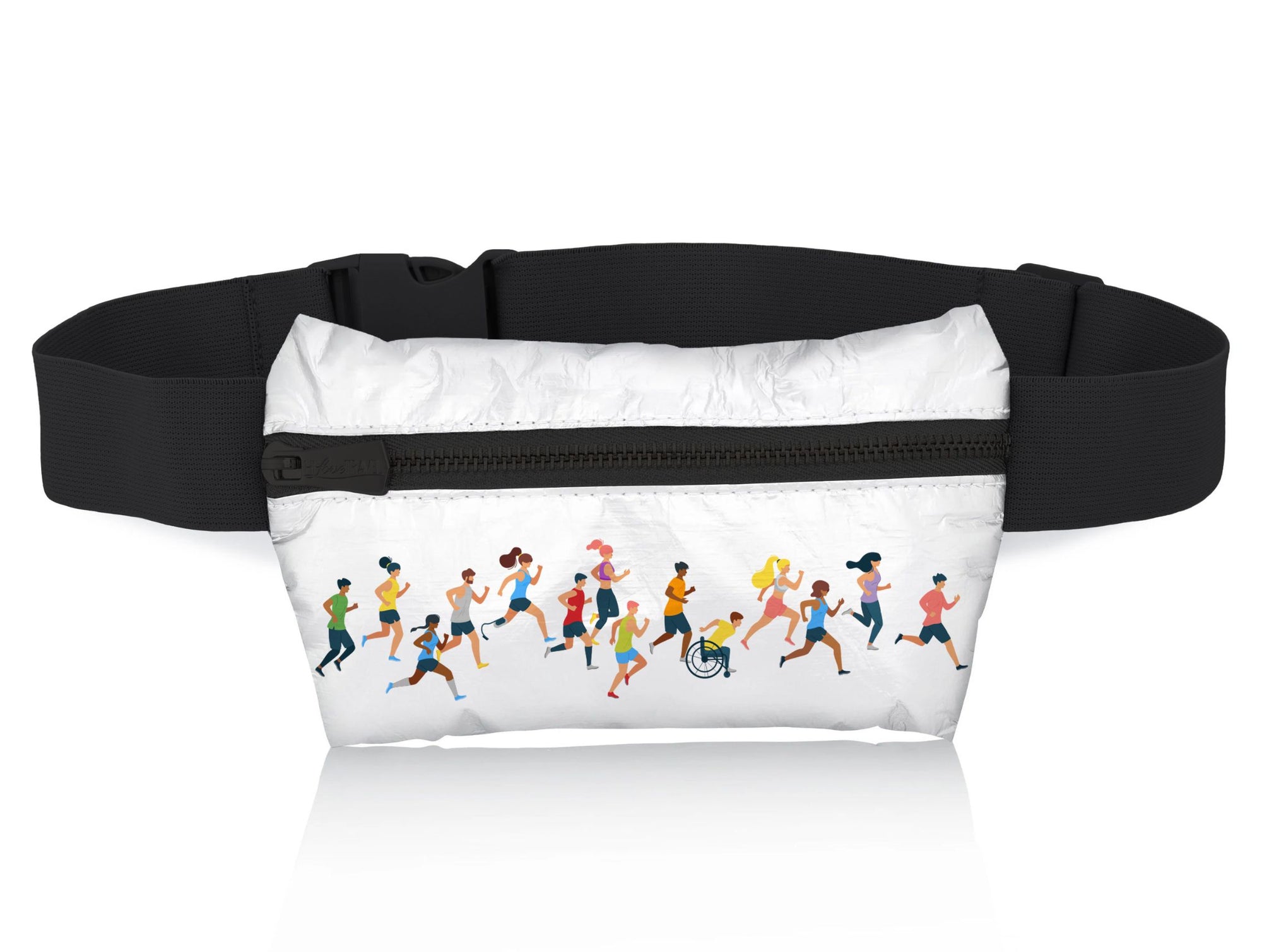 Layflat Fanny Pack Belt Bag in Life's a Marathon Runners on White Background