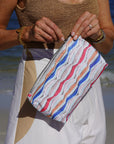Cosmetic Zipper Pouch in "Making Waves" Colorful Stripes pattern