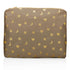 Medium Zipper Pouch in shimmer bronze with metallic gold heart, moon, and star print on a white background