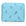 Medium shimmer blue zipper pouch with blue skier print on white background