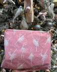 Medium zipper pouch in blush pink dancing ballerinas pattern  
