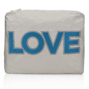 Medium Zipper Pack - Double LOVE in Earth Gray and Sky Blue