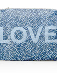 Medium zipper pouch stingray blue love pattern