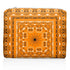 Medium zipper pouch in orange bandana print on white background