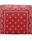 Medium zipper pouch with red and white bandana pattern