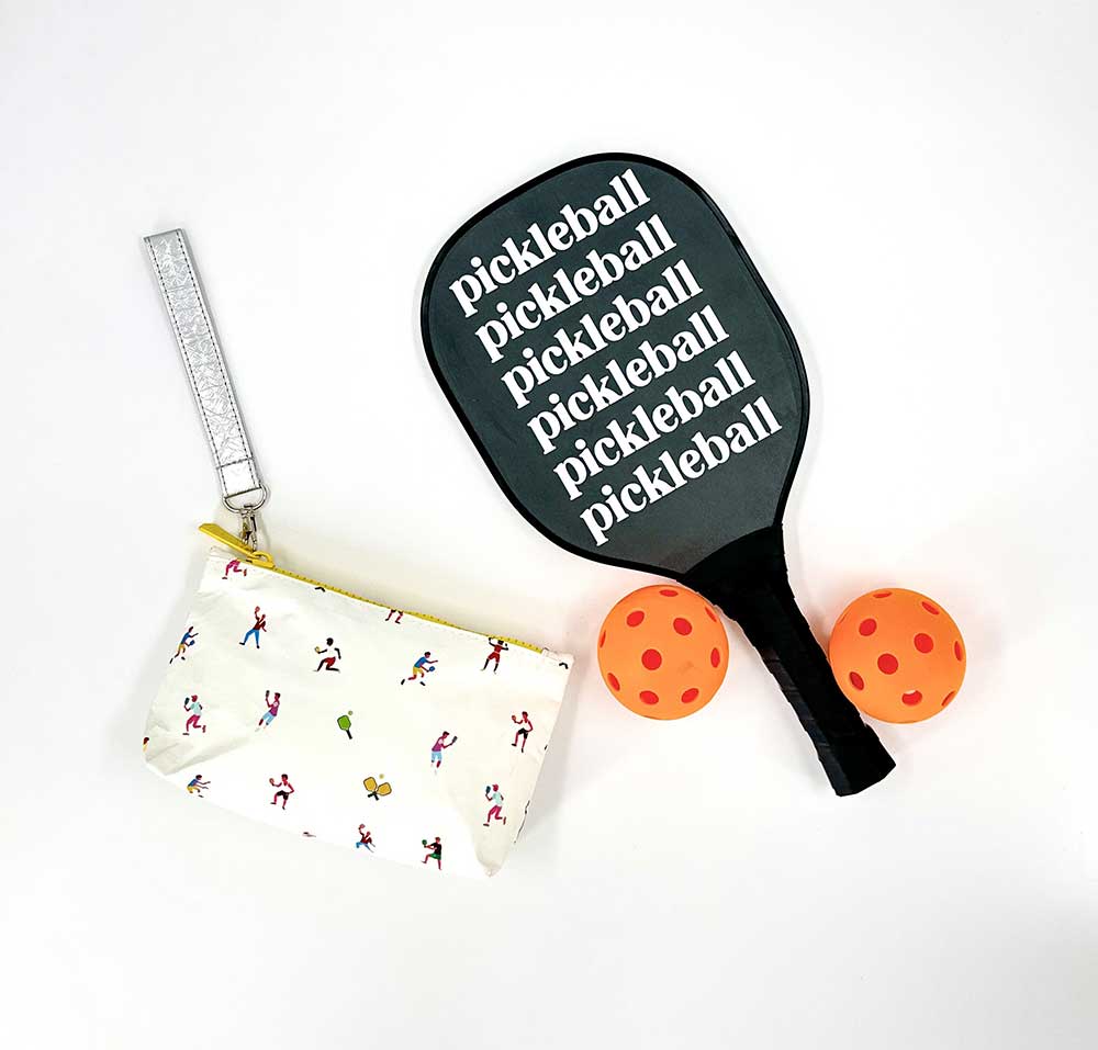 mini zipper pack with pickleball racquet