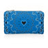 Mini zipper pouch in blue bandana print on white background