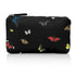 Black pouch with colorful butterfly pattern on a white background