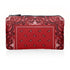 Mini zipper pouch in red bandana print on white background