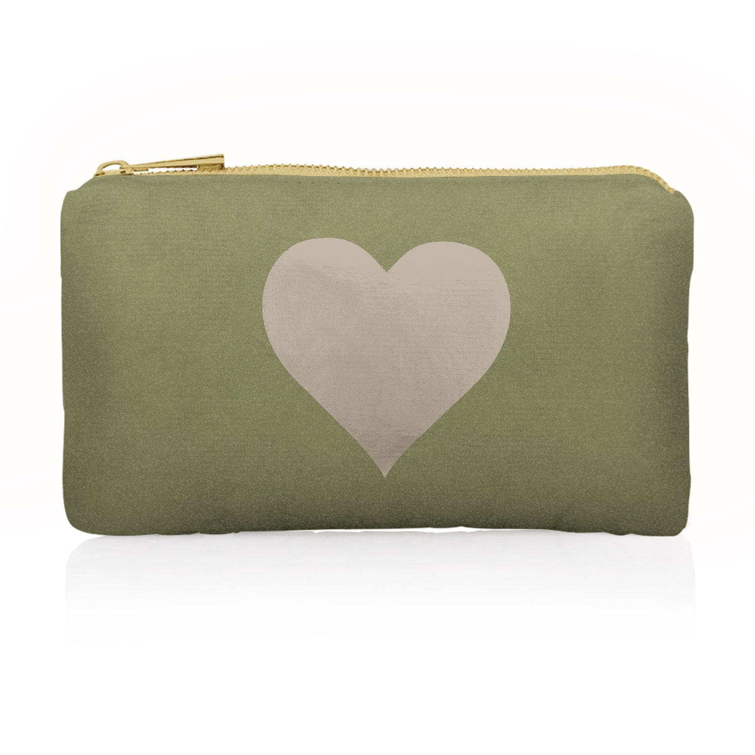 Mini Zipper Pack in Shimmer Army Green with Golden Heart