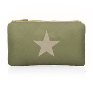 Mini Zipper Pack in Shimmer Army Green with Beige Star