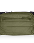 Puffer Crossbody Fanny Pack Belt Bag in Shimmer Olive Green on White Background