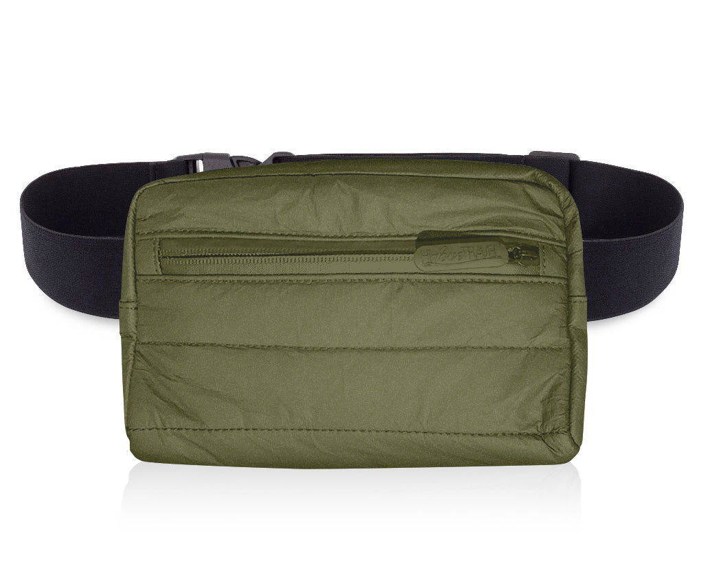Puffer Fanny Pack in Shimmer Army Green