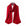 A vibrant red scarf with a repeating H signature pattern, draped on a clear mannequin torso against a solid white background.