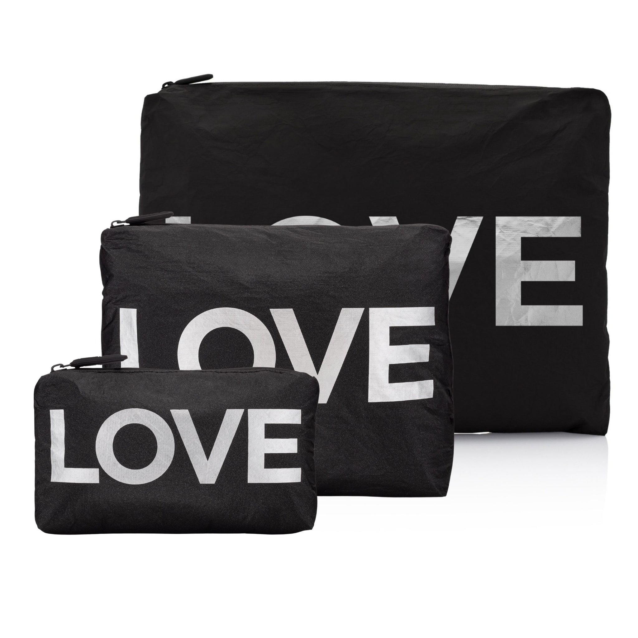 Set of Three - Black with Silver "LOVE"
