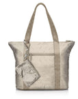 Signature travel tote in beige on white background