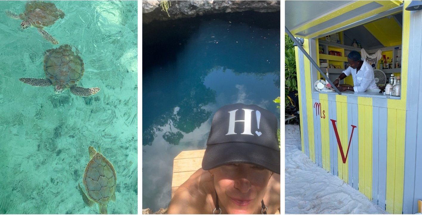 Things to do in Harbour Island Bahamas including sea turtles, beach bar, swimming