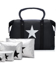 The Weekender Set of Five Travel Bags - Black and Silver with Stars