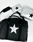 The Weekender Set of Five Travel Bags - Black and Silver with Stars