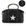 Black duffel bag with a large silver star on the front, signature patterned straps, and a circular inset detail showing a close-up of the strap texture.