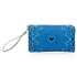 Zip wristlet in blue bandana print on white background