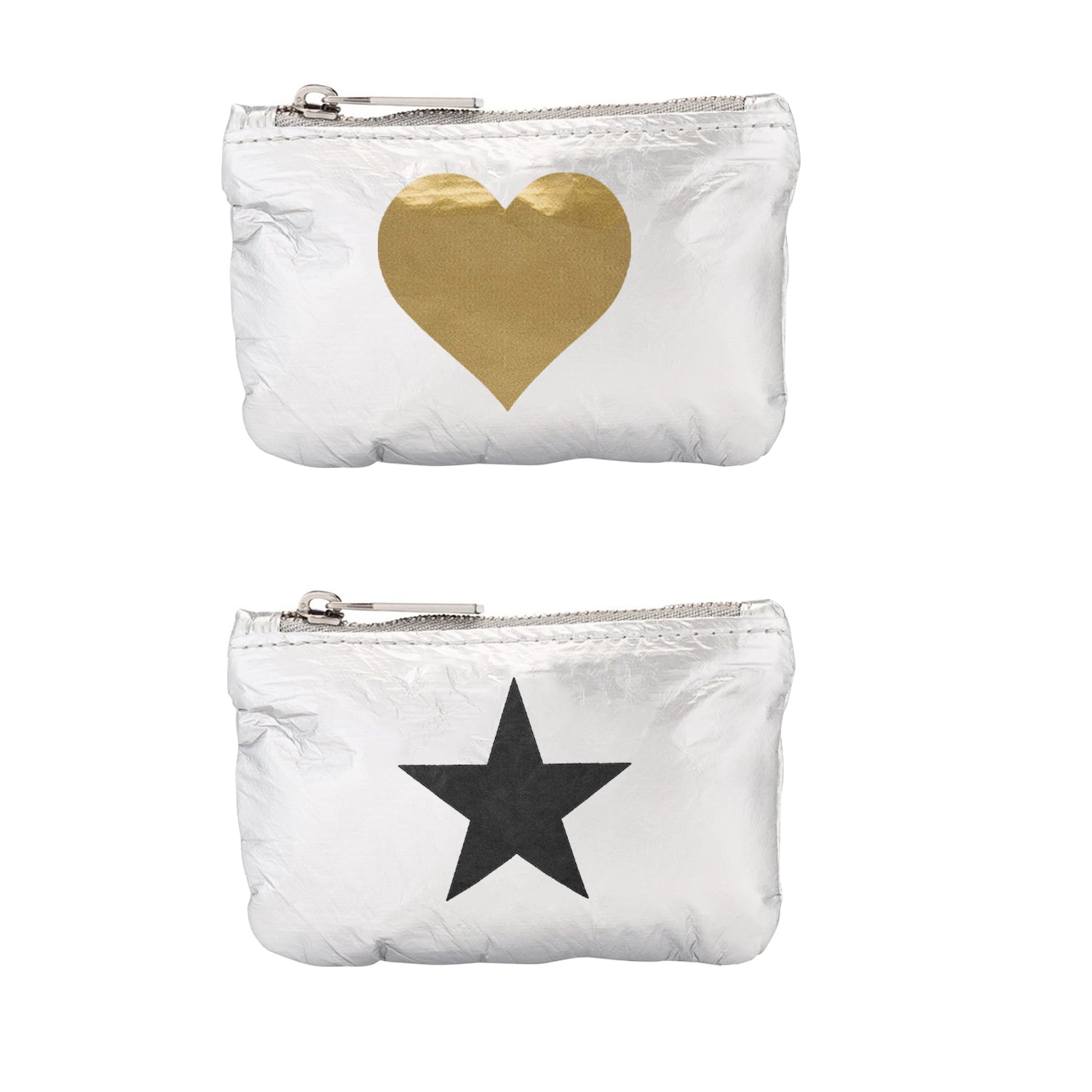 Set of Two Gift Card Holder Packs - Silver with Gold Heart and Black Star