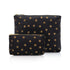 Set of two organizational pouches in black with gold stars on white