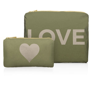 Set of Two - Organizational Packs - Shimmer Army Green with Golden LOVE & Heart