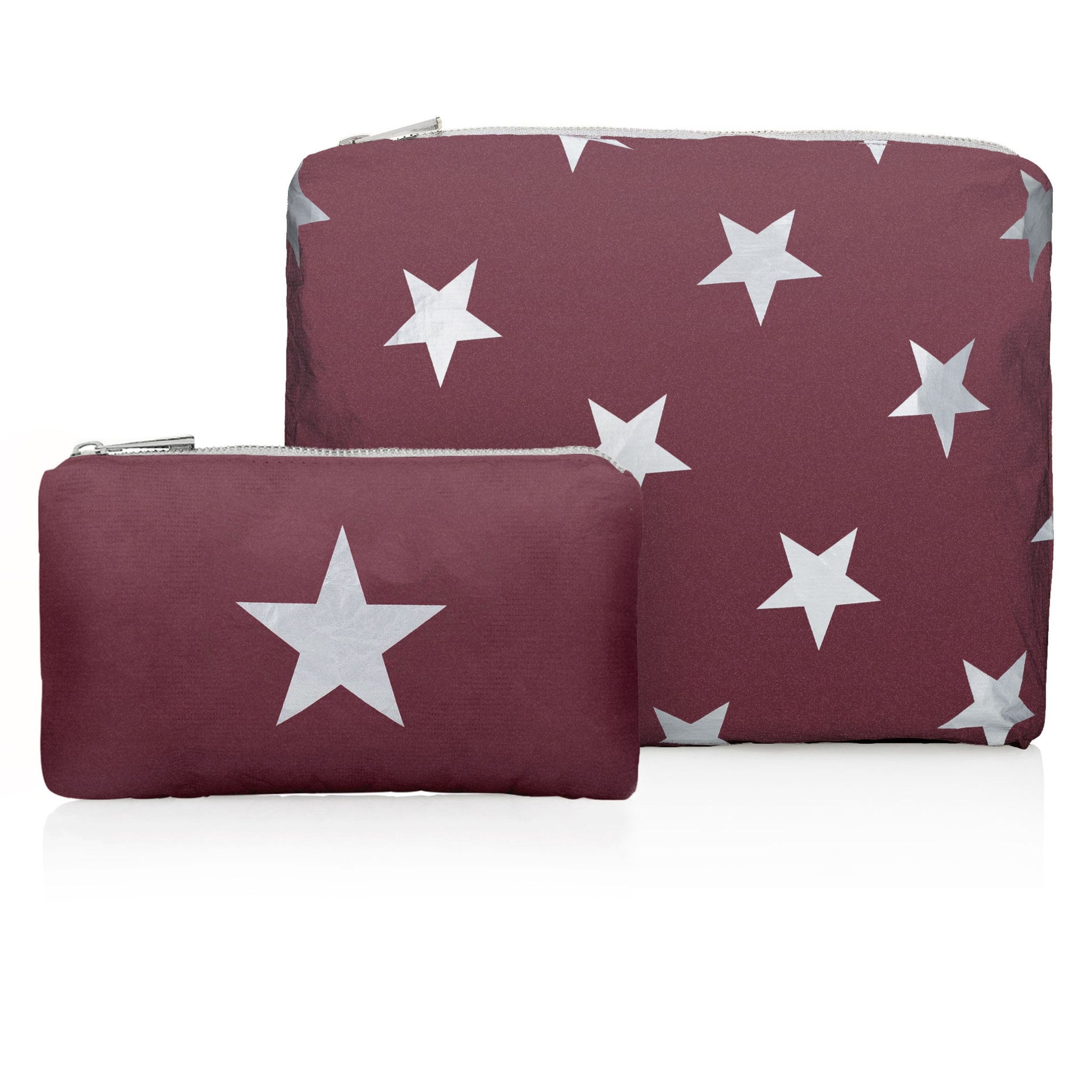 Set of two organizational packs in shimmer cabernet with metallic silver stars