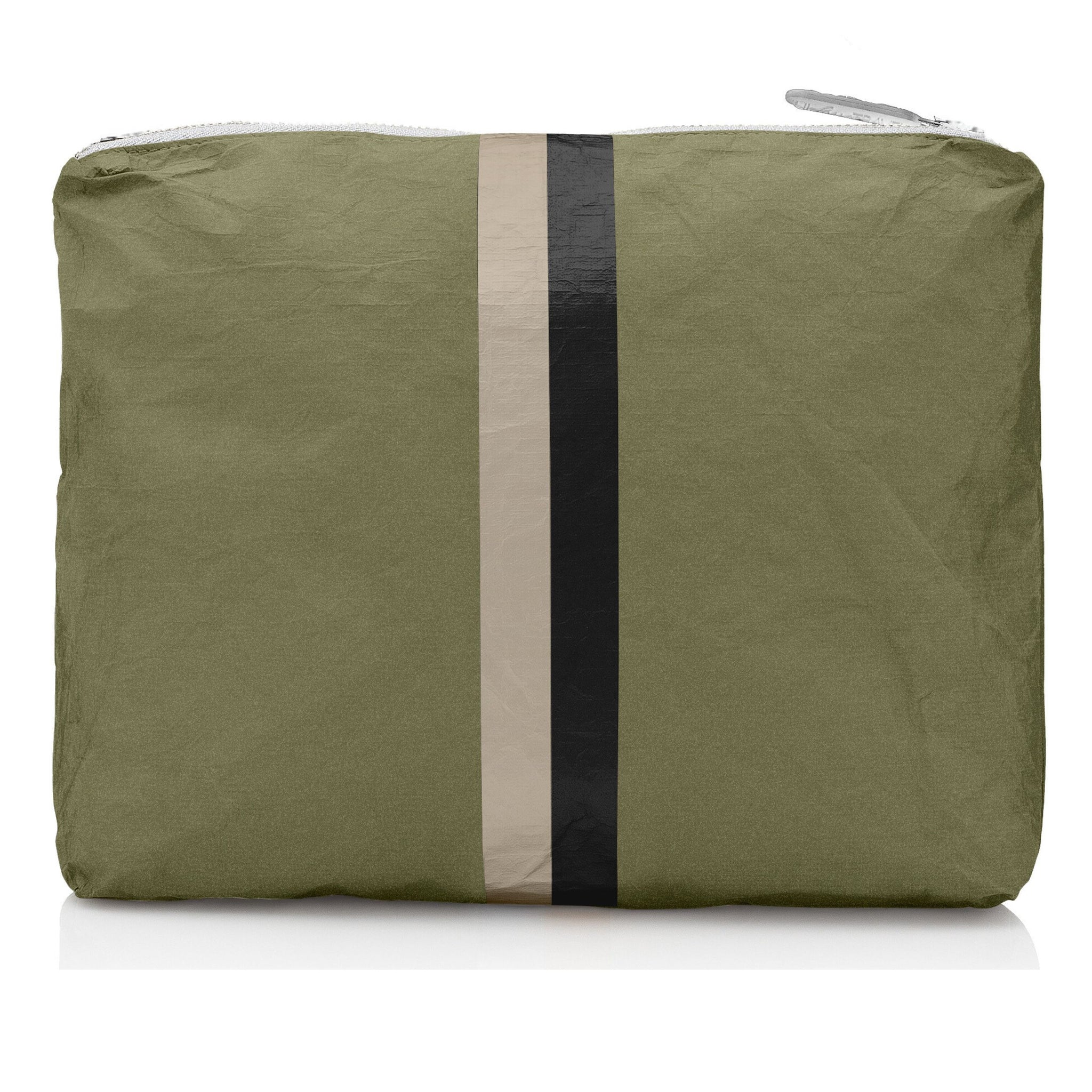 Pouch to Purse - Shimmer Army Green with Golden & Black Stripes