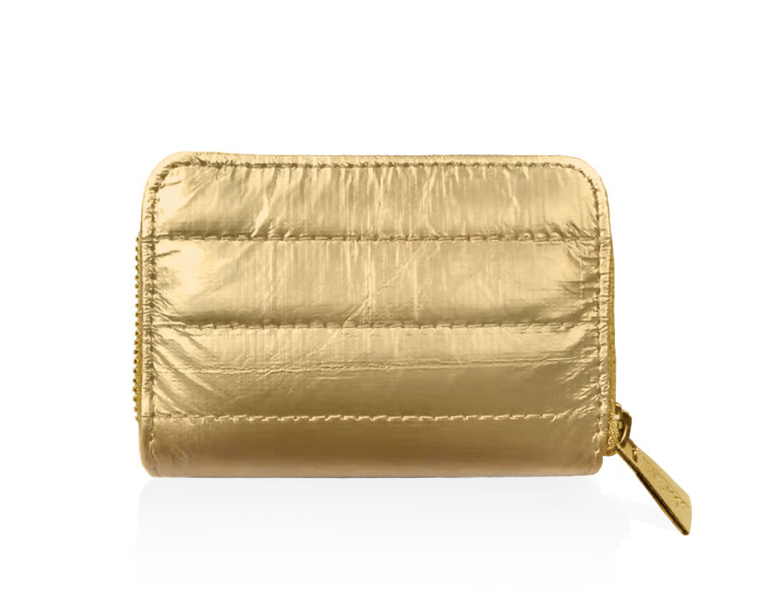 Puffer Zipper Wallet in Gold