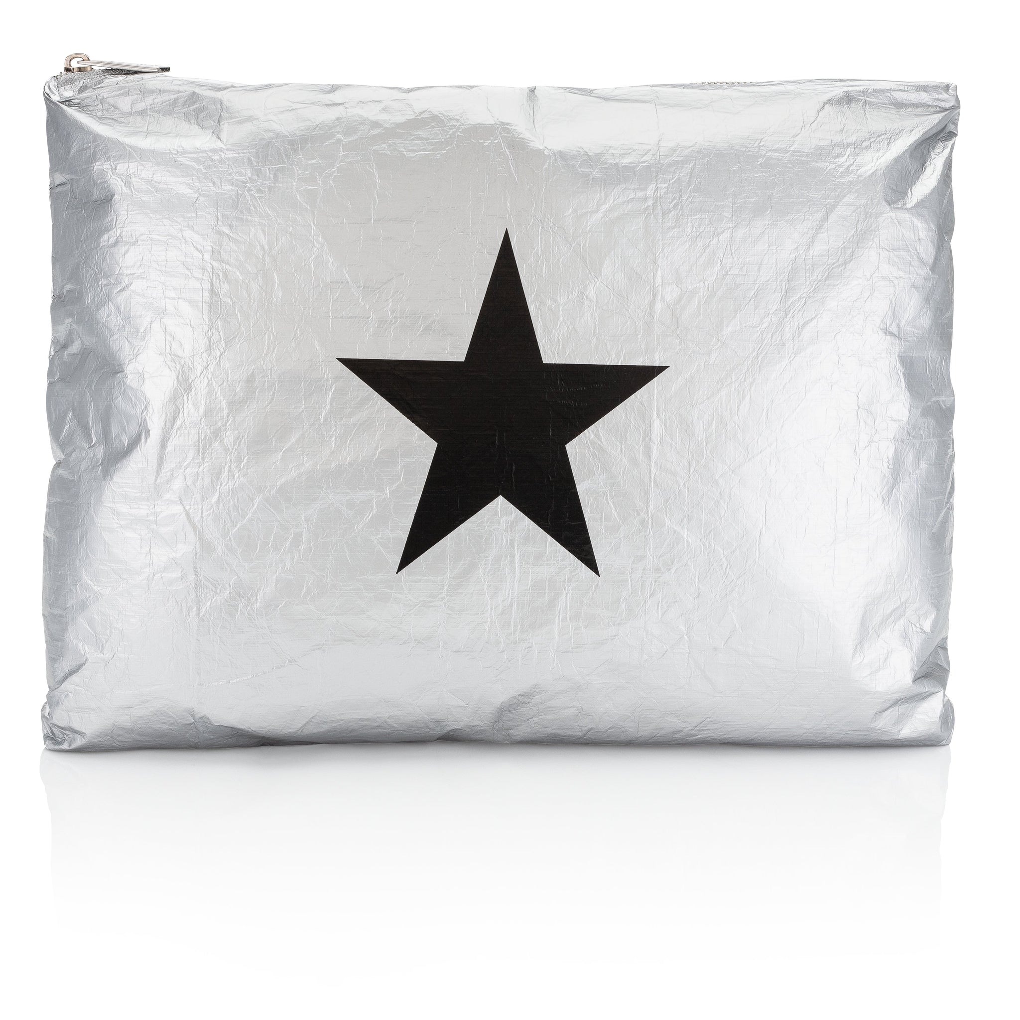 Hi Love Cute Jumbo Travel Bag - Metallic Silver with Black Star - Cool Gym Bag